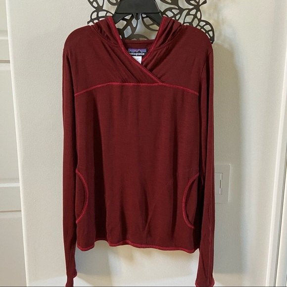 Patagonia Wool Layering Pullover Hoodie in Maroon S - Picture 5 of 11